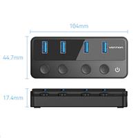 תחנת עגינה Vention USB-A to USB-A x4 | on/off Switches | USB-C HUB