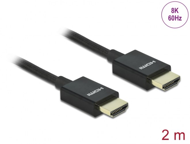 כבל מסך Delock Coaxial High Speed HDMI Cable 48 Gbps 8K 60 Hz black 2 m