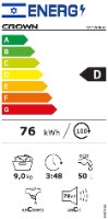 מכונת כביסה פתח קידמי 9 ק"ג CROWN דגם CRTW9KW