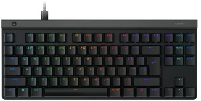 מקלדת גיימינג מכנית חוטית Logitech G515 TKL בפרופיל נמוך עם תאורת RGB – מקלדת שחורה עם מקשים צבעוניים מוארים וכבל מחובר