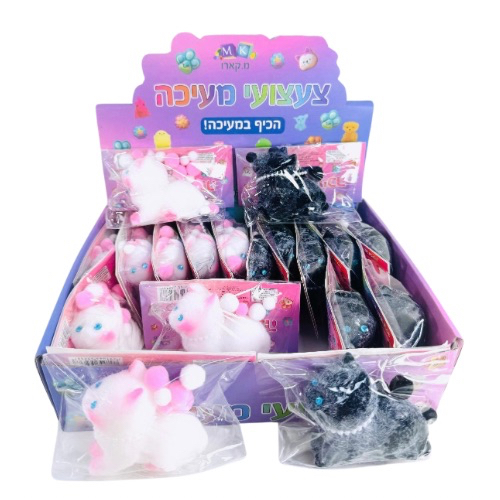 סקווישי פינצ׳י חתולה לבן או שחור ושערות - SQUISHY PINCHY MKD 5339