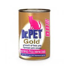 דר פט גולד שימורי מזון רטוב מלא לחתולים טונה אדומה בגלי בציפוי עוף 400 גרם -DR PET RED TUNA