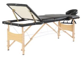 מיטת טיפולים מתקפלת עם גב מתרומם 185x70 ס"מ - עץ עם תיק נשיאה