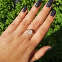 טבעת זהב וינטג' עם אבן מונסטון (אבן לבחירה)