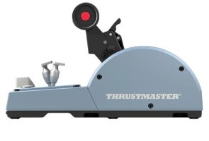 מצערת טיסה Thrustmaster TCA Quadrant Airbus Edition PC – יחידת בקרת טיסה תכלת-אפורה עם מנופי דחף וידית בקרת מנוע שחורה