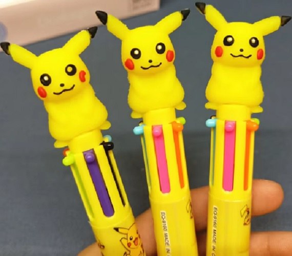 עט פוקימון פיקאצ'ו צהוב עם 6 צבעים לילדים