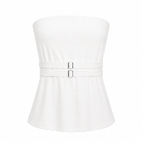 BELTED STRAPLESS  TOP- WHITE