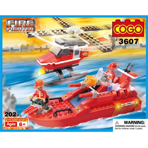 קוגו - משחק הרכבה לגו סירה ומטוס כיבוי 202 חל'- COGO 3607