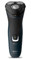 מכונת גילוח נטענת שימוש יבש/רטוב Philips S1121/41 – אלחוטית כחולה-כהה עם שלושה ראשי גילוח וכפתור הפעלה מואר