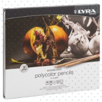 עפרונות צבעוניים אקוורל /פוליקולור  24 י"ח קופסה פח LYRA