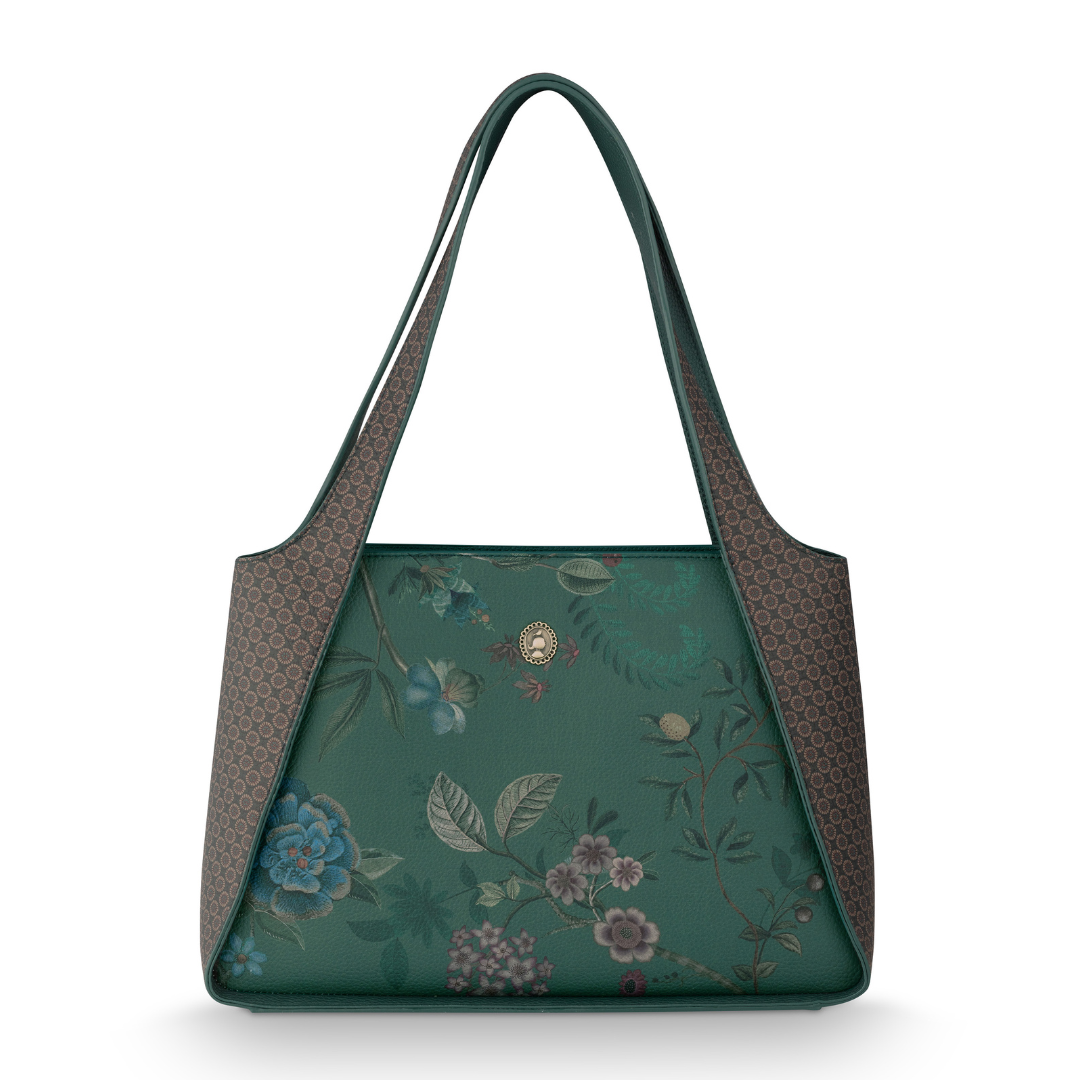 תיק צד ירוק בינוני מידות 34x13x23 ס"מ דגם Bodhi Filou Flower