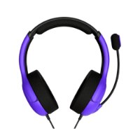 אוזניות גיימינג חוטיות צבע סגול Turtle Beach PDP Airlite for PS5 – סגולות ושחורות עם מיקרופון מוצגות במבט קדמי על רקע לבן