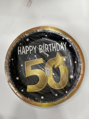 צלחות נייר 8 יח - יומולדת 50