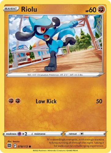 קלף בודד single פוקימון - riolu - Brilliant Stars - 078/172