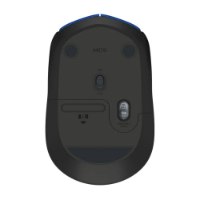 עכבר אלחוטי שחור/אפור Logitech M171 Retail – תחתית עכבר M170 שחור-אפור עם מתג הפעלה וחיישן אופטי גלוי
