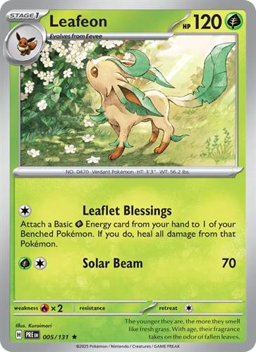 קלף בודד single פוקימון - leafeon - Prismatic Evolutions - 005/131