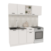 מטבח מודרני ברוחב 1.8 מטר עליון בגוון לבן דגם נטו