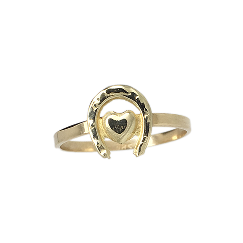 טבעת ילדות זהב צהוב 14K לב פרסה OP11140016512