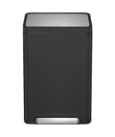 פח אשפה עם דוושה Eko X-Cube 45L – מבט חזיתי על פח מלבני שחור עם מכסה ודוושה כסופים.