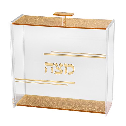 כלי למצה מאקריליק שקוף עם נצנצים 21x23 ס"מ