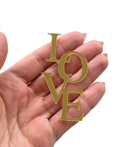 טופר אקריל זהב love