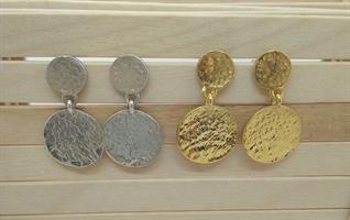 עגיל 2 מטבעות צמוד , ציפוי זהב 18K