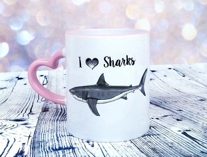 ספלים מעוצבים |I love sharks | ספלים עם הדפסה