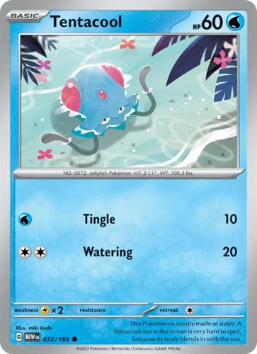 קלף בודד single פוקימון - tentacool - 151 - 072/165