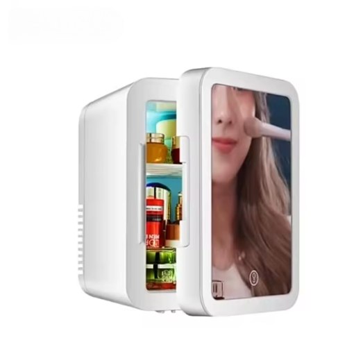 מיני מקרר חכם 4 ליטר עם תאורת LED ומראה – אחסון קומפקטי לבית, לרכב וליומיום
