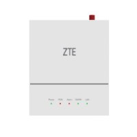 נתב Zte Zxhn F6005 Gpon Ont – אלחוטי נתב בצבע אפור בהיר עם לוגו ZTE וחמש נוריות חיווי צבעוניות בחזית