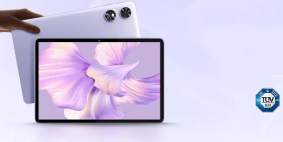 טאבלט בגודל ''Oukitel OT6 4GB + 64GB 10.1 – טאבלט סגול מציג חזית גב עם מצלמות ולוגו TÜV SÜD טעינה מהירה