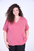 חולצת שימי פס תחרה ורודה