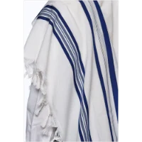 טלית צמר א.א פסים כחול דגם מודים