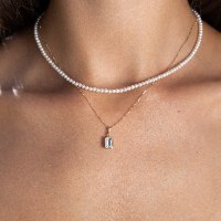 שרשרת פנינים לבנים 4 ממ 38-44 ס"מ מנעול זהב
