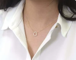 שרשרת תליון עגול משובץ - עדי