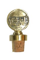 פקק לבקבוק יין עם תבליט ירושלים, עשוי פליז בגימור מוזהב