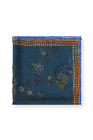 צעיף 100% משי כחול BODHI FLOWER מידות 53X53 ס"מ