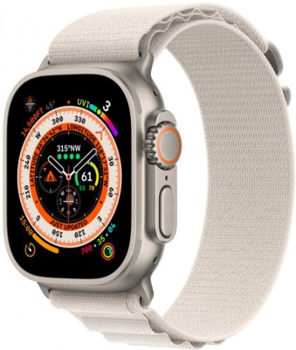 שעון חכם Apple Watch Ultra 49mm GPS + Cellular צבע שעון Titanium Case צבע רצועה Starlight Alpine Loo