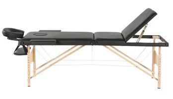 מיטת טיפולים מתקפלת עם גב מתרומם 185x70 ס"מ - עץ עם תיק נשיאה