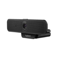 מצלמת רשת Logitech C925E HD 1080P – מצלמת רשת שחורה עם עדשה במרכז ורשת מחוררת מונחת על רקע לבן USB