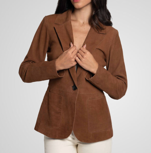 Bod & Christensen – NOIAN Suede Blazer (Tobacco) מעיל עור הפוך