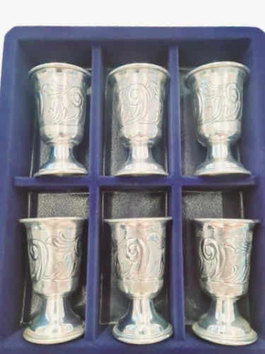 סט 6 כוסות ליקר טבולות בכסף דגם c-מורשת