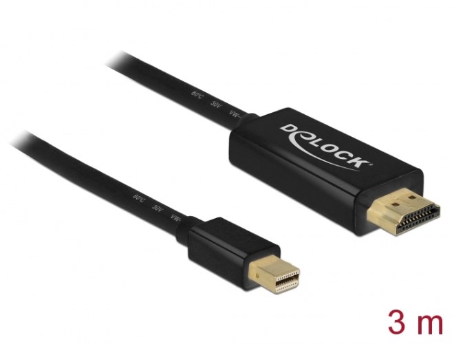 כבל מסך Delock Passive mini DisplayPort 1.1 to HDMI Cable 3 m