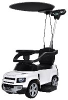 בימבה ישיבה עם מוט דחיפה וכיוונון להורה LANDROVER DEFENDER עם צופר וגגון צבע לבן מקט OC6820