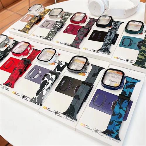 רצועת גומי קרבית משולבת מגן היקפי ל- Apple Watch 7/8/9 בקוטר 41mm