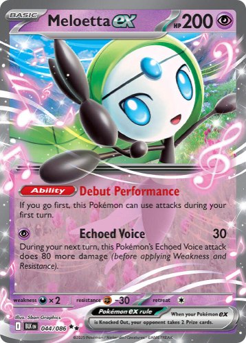 קלף פוקימון בודד single - MELOETTA EX –BLACK BOLT – 044/086
