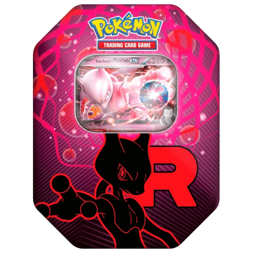 Pokemon TCG: Team Rocket Tin (Mewtwo ex) קלפי פוקימון TCG מקוריים מארז פח