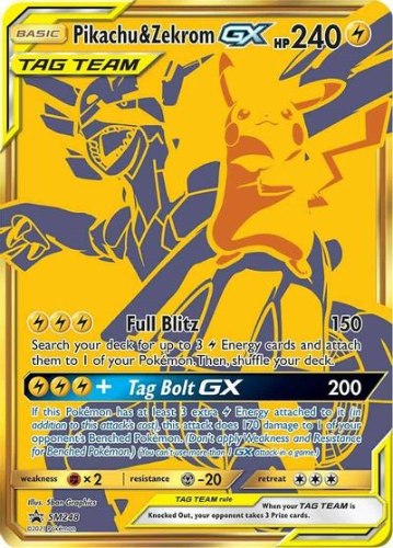 קלף פוקימון זהב סינגל Pikachu & Zekrom GX - SM248 - Promo