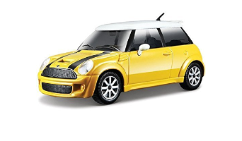 דגם מכונית בוראגו מיני קופר אס צהובה 1/24 Bburago Mini Cooper S​​​​​​​