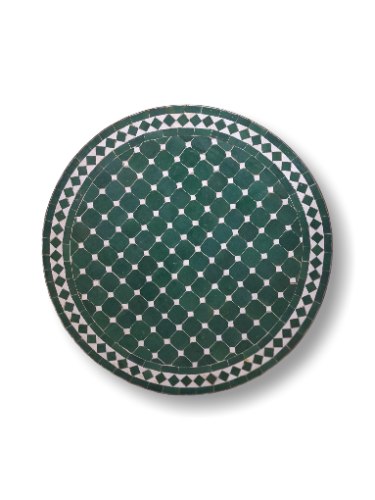 שולחן מוזאיקה ירוק לבן קלאסי - קוטר 80